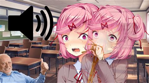 natsuki puking|Natsuki vomits but the scene has sound .